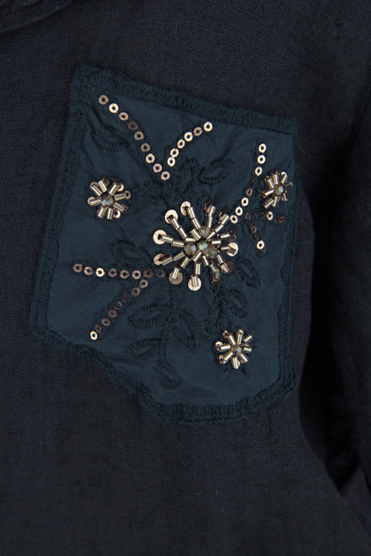 Beaded Pocket Linen Shirt