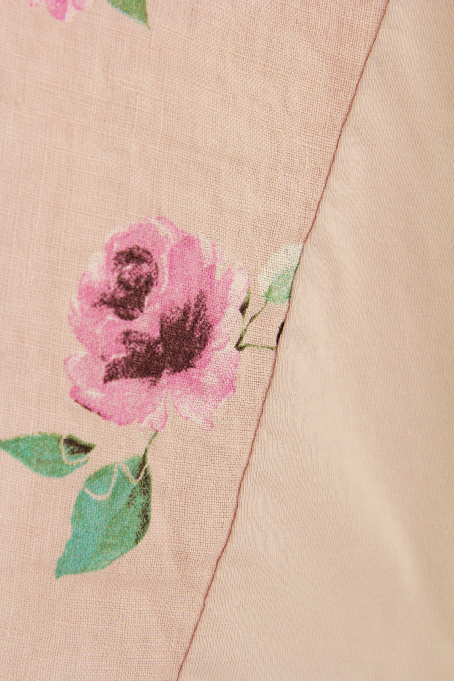 V Neck Floral Print Linen Top