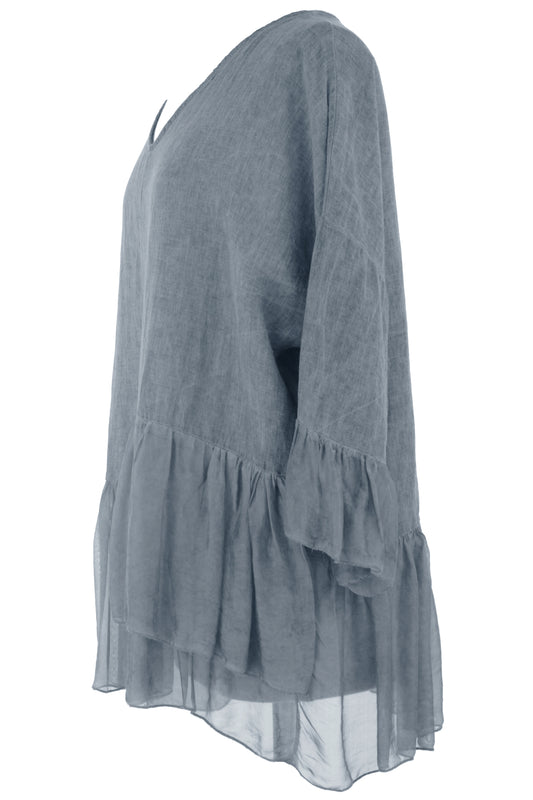 Silk Hem Linen Top