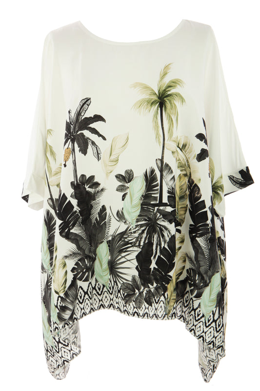 Tropical Palm Print Blouse