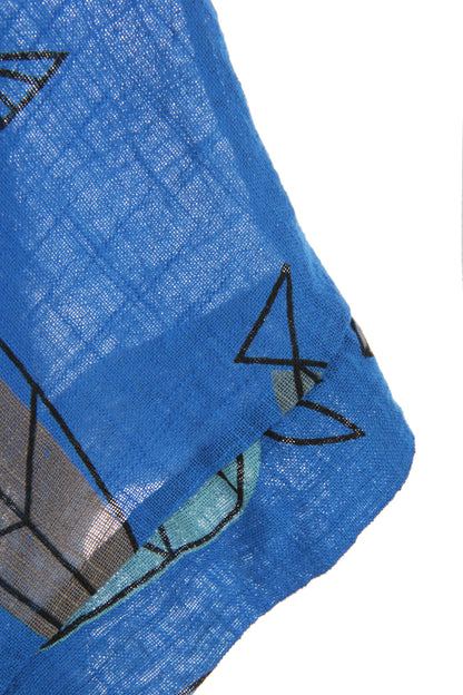 2 Pocket Fish Print Cotton Blouse