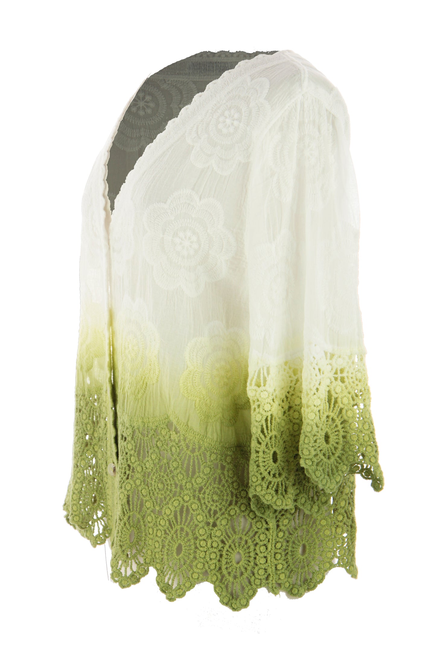 Dip Dye Crochet Trim Cotton Shirt