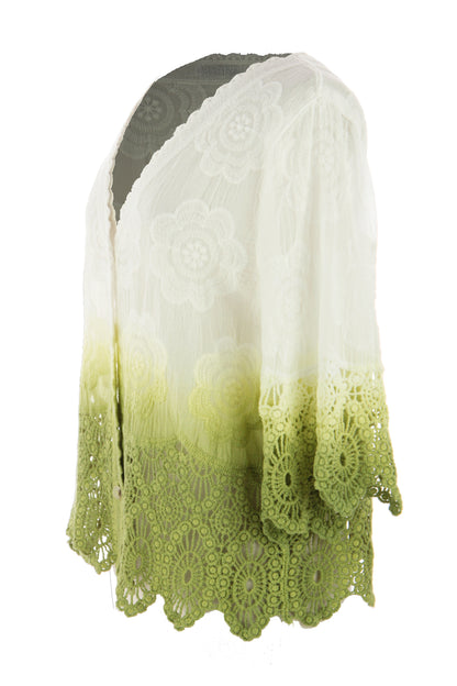 Dip Dye Crochet Trim Cotton Shirt