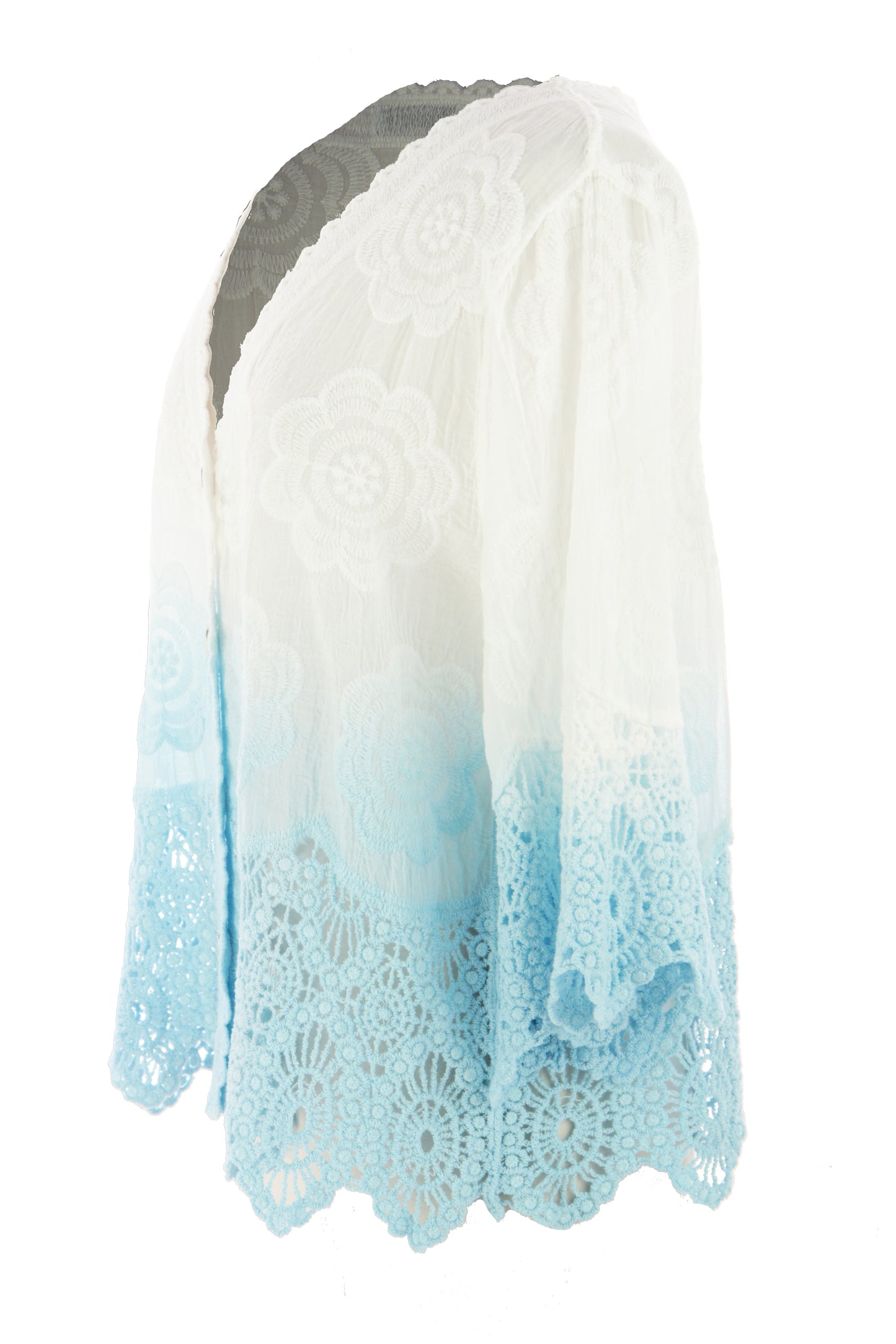 Dip Dye Crochet Trim Cotton Shirt