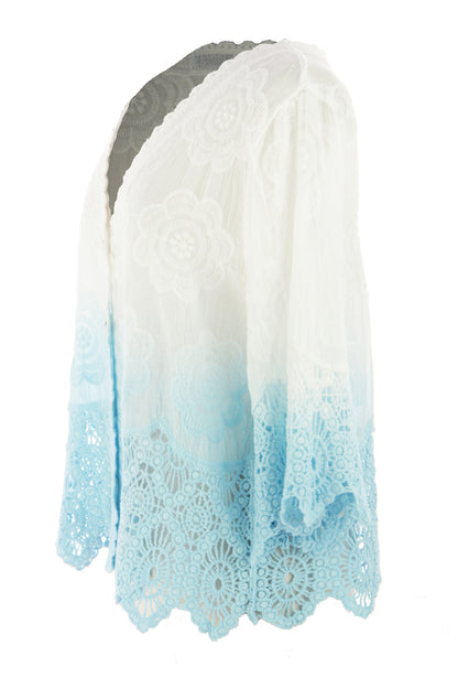 Dip Dye Crochet Trim Cotton Shirt