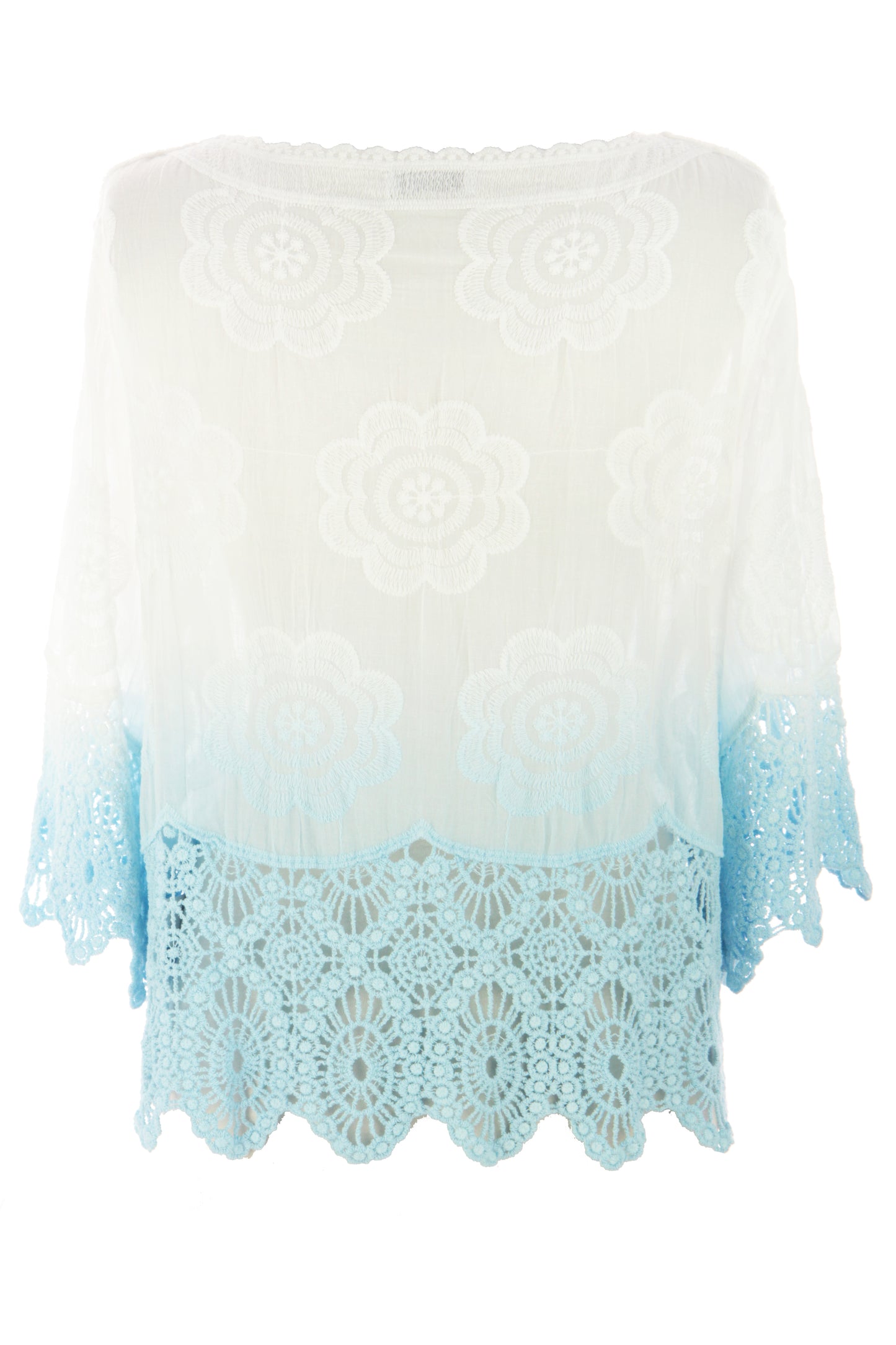 Dip Dye Crochet Trim Cotton Shirt