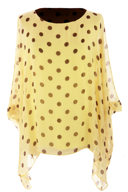 Polka Dot Flowy Silk Top