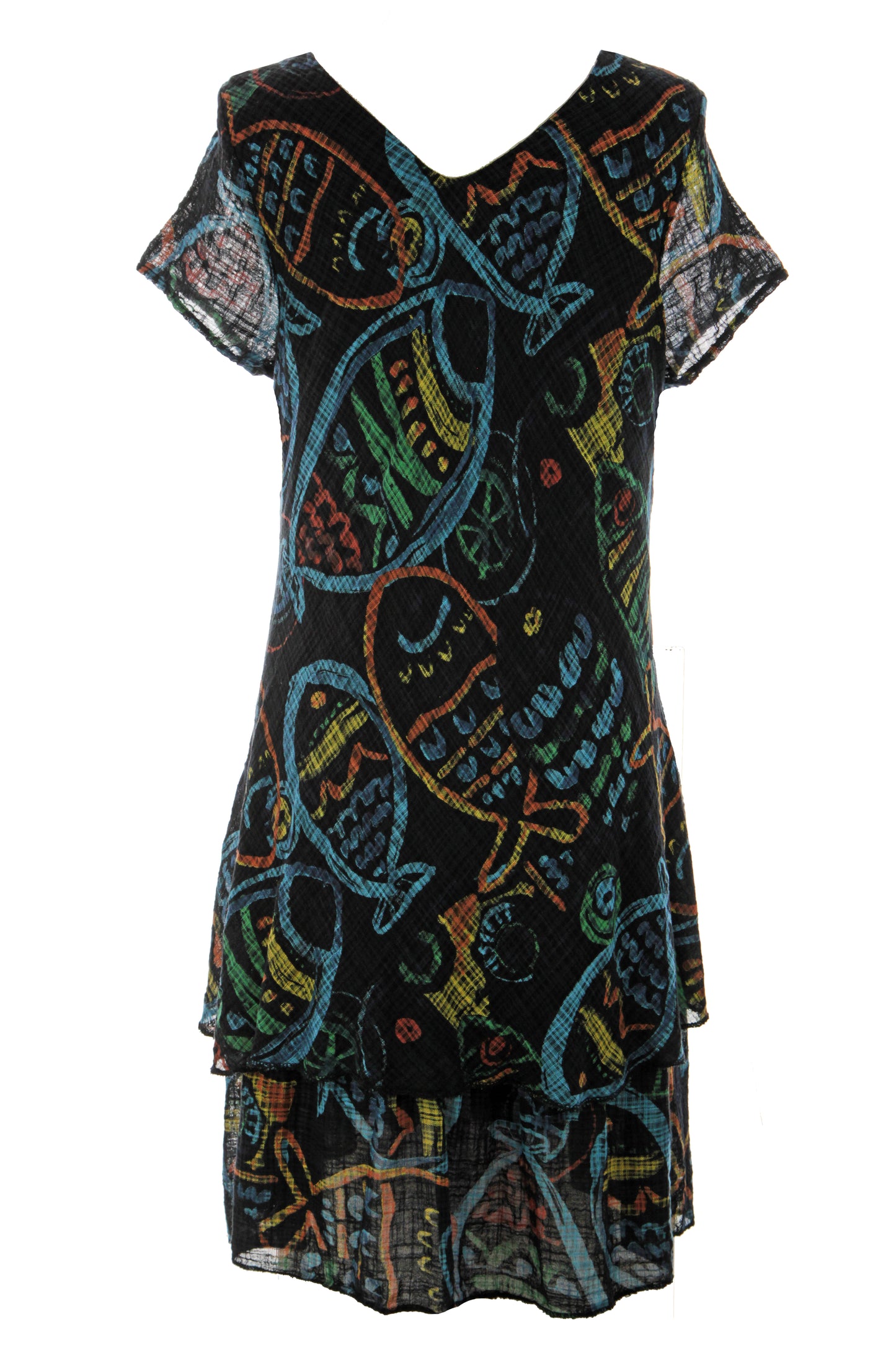 Fish Print Bias Cut Dress