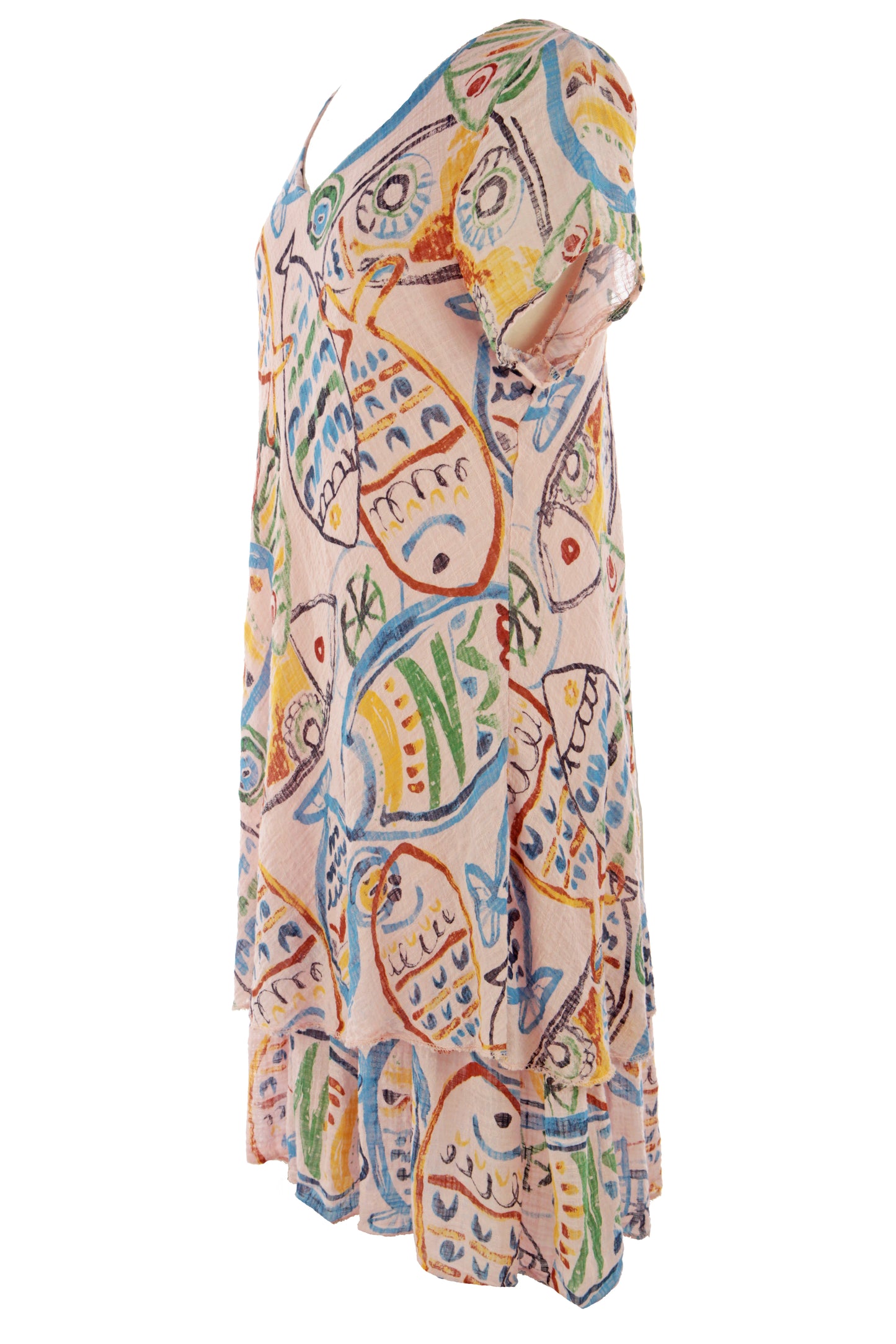 Fish Print Bias Cut Dress