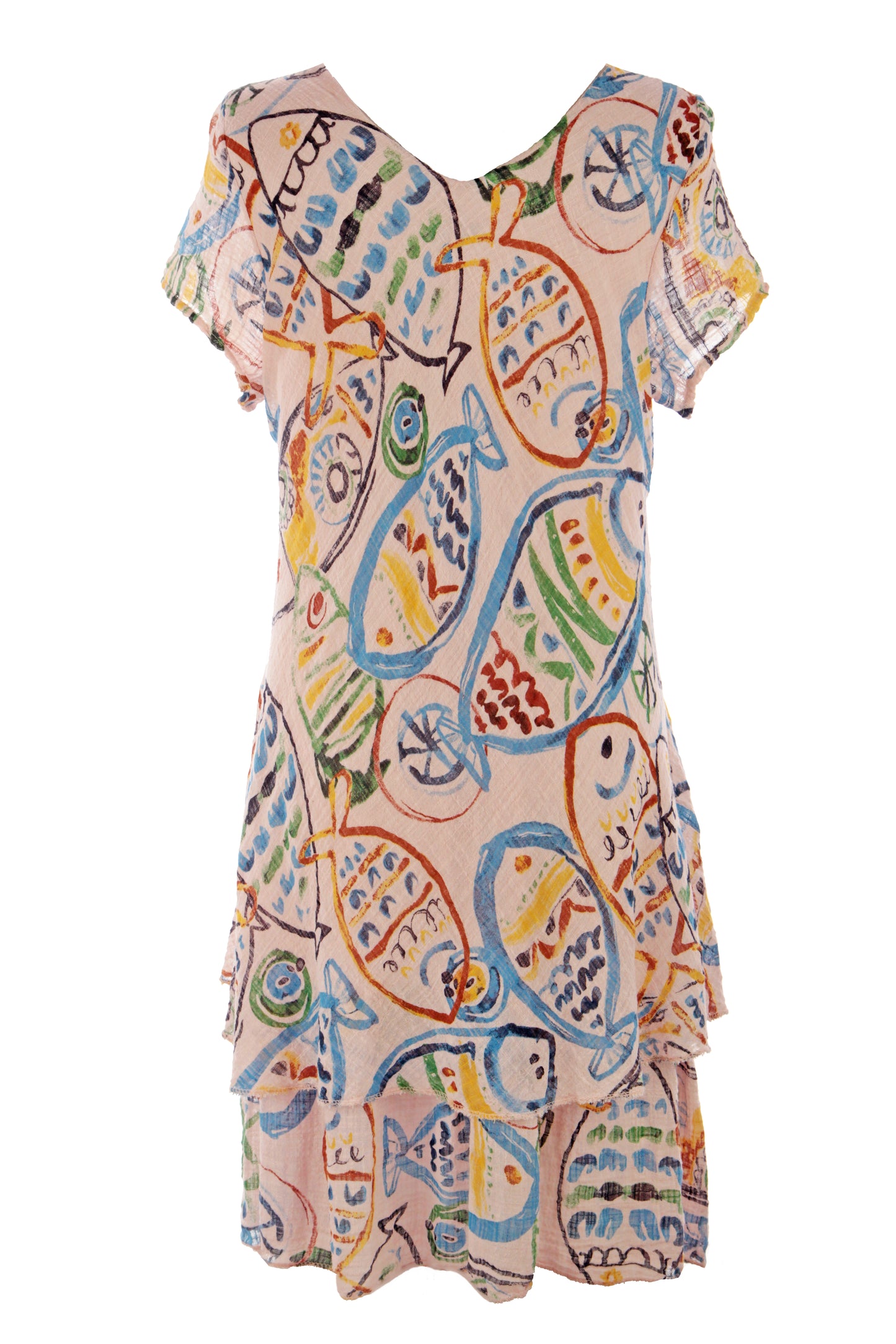 Fish Print Bias Cut Dress