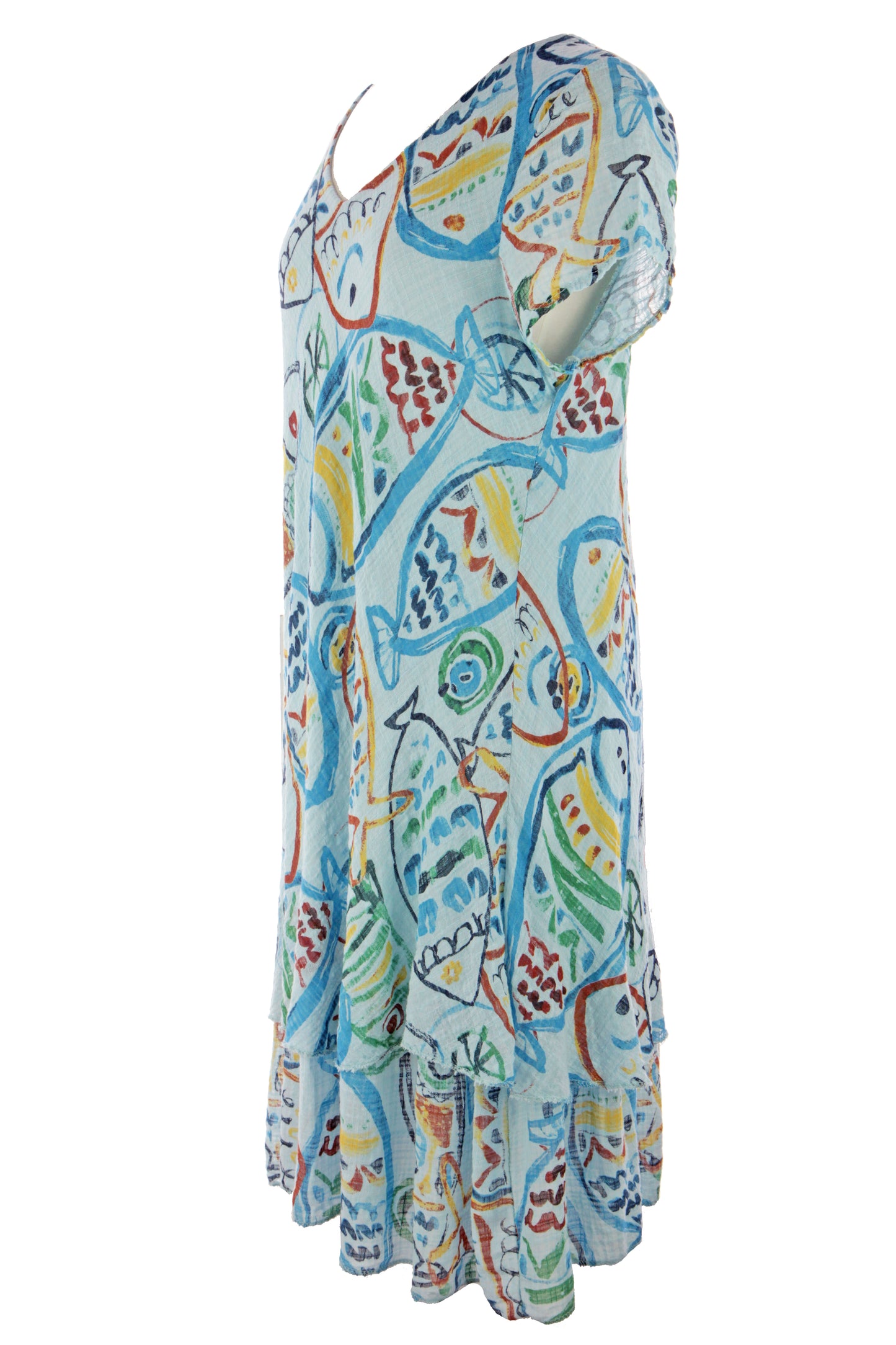 Fish Print Bias Cut Dress