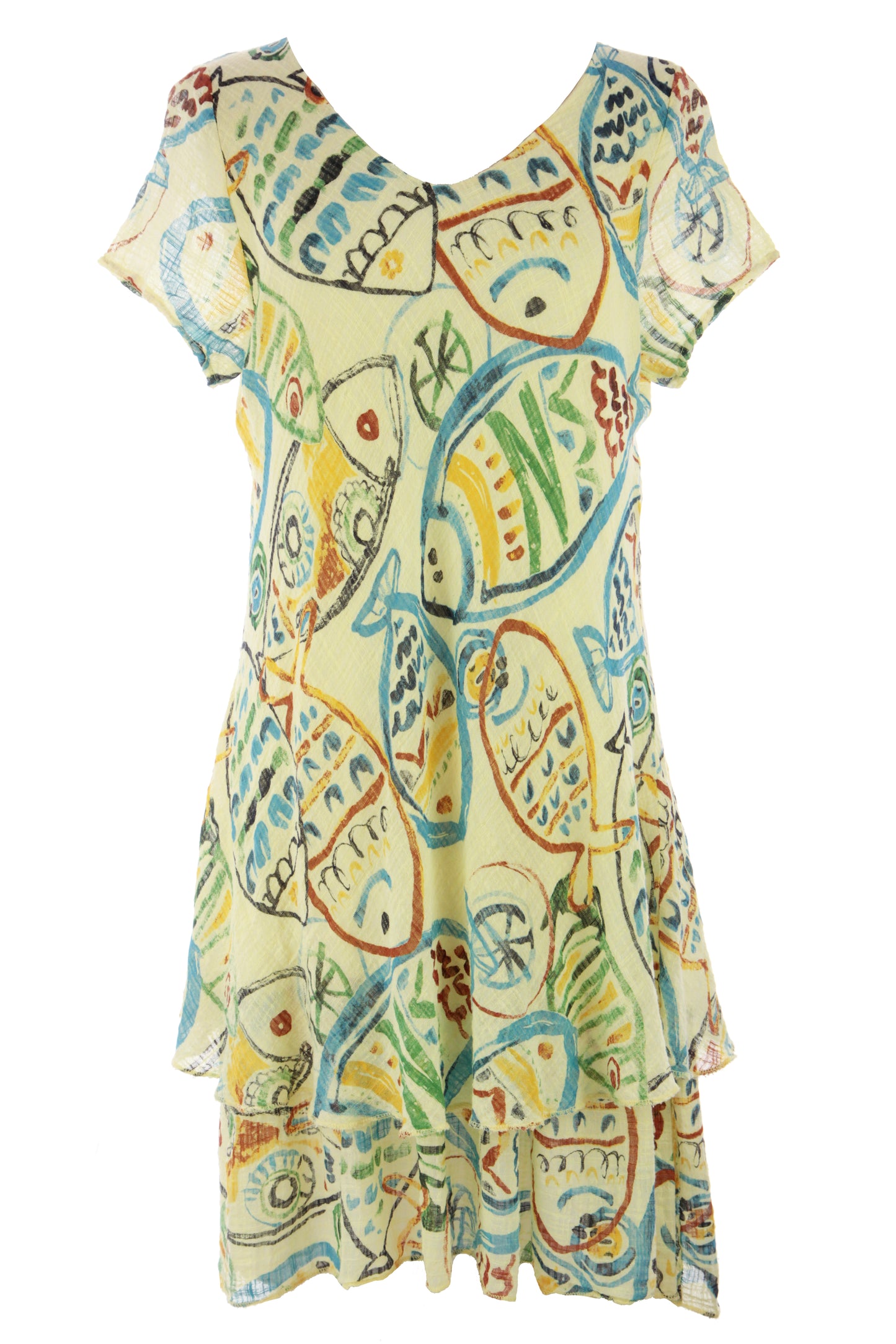 Fish Print Bias Cut Dress