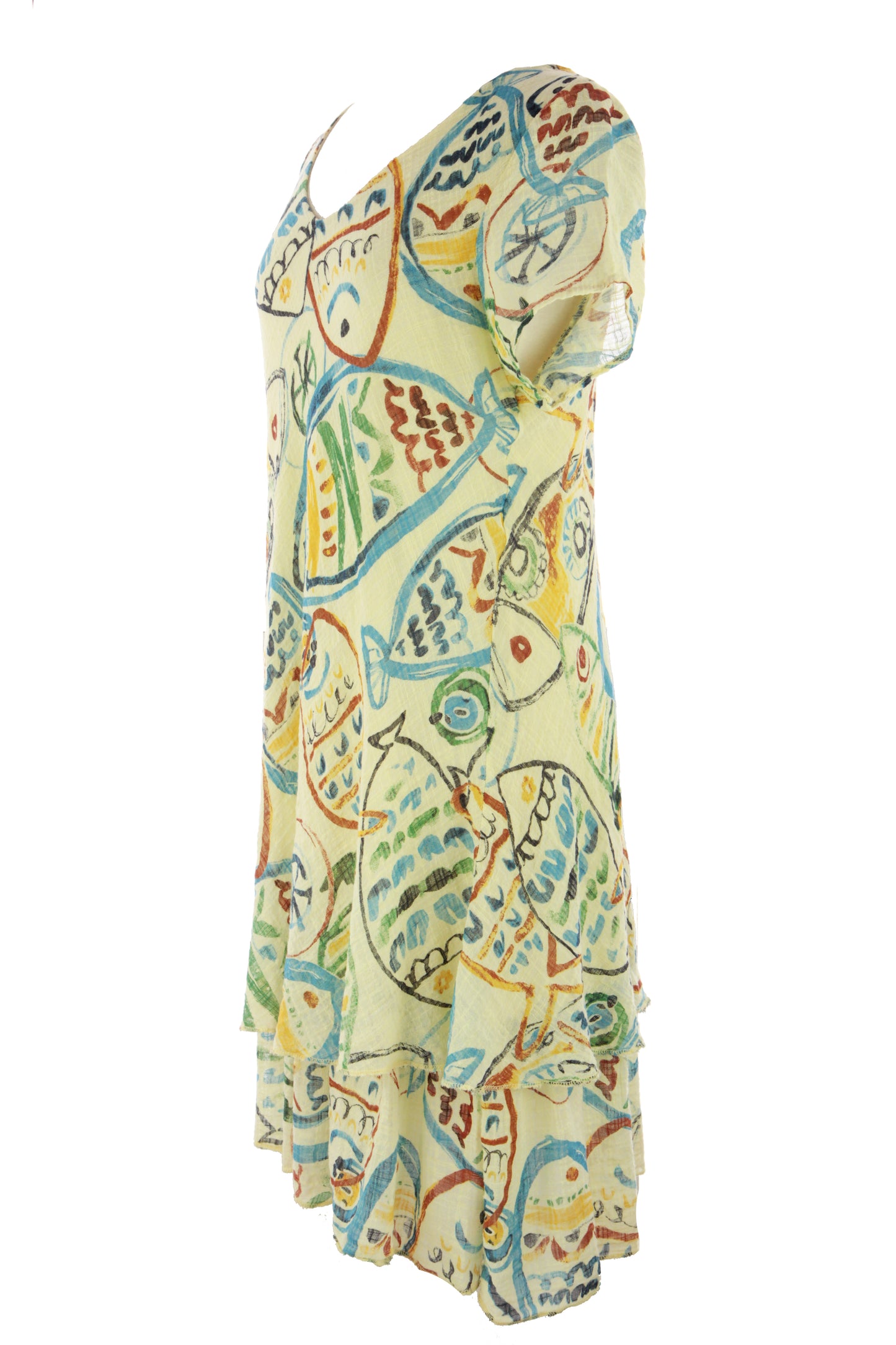 Fish Print Bias Cut Dress