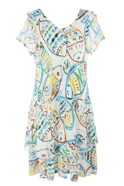 Fish Print Bias Cut Dress