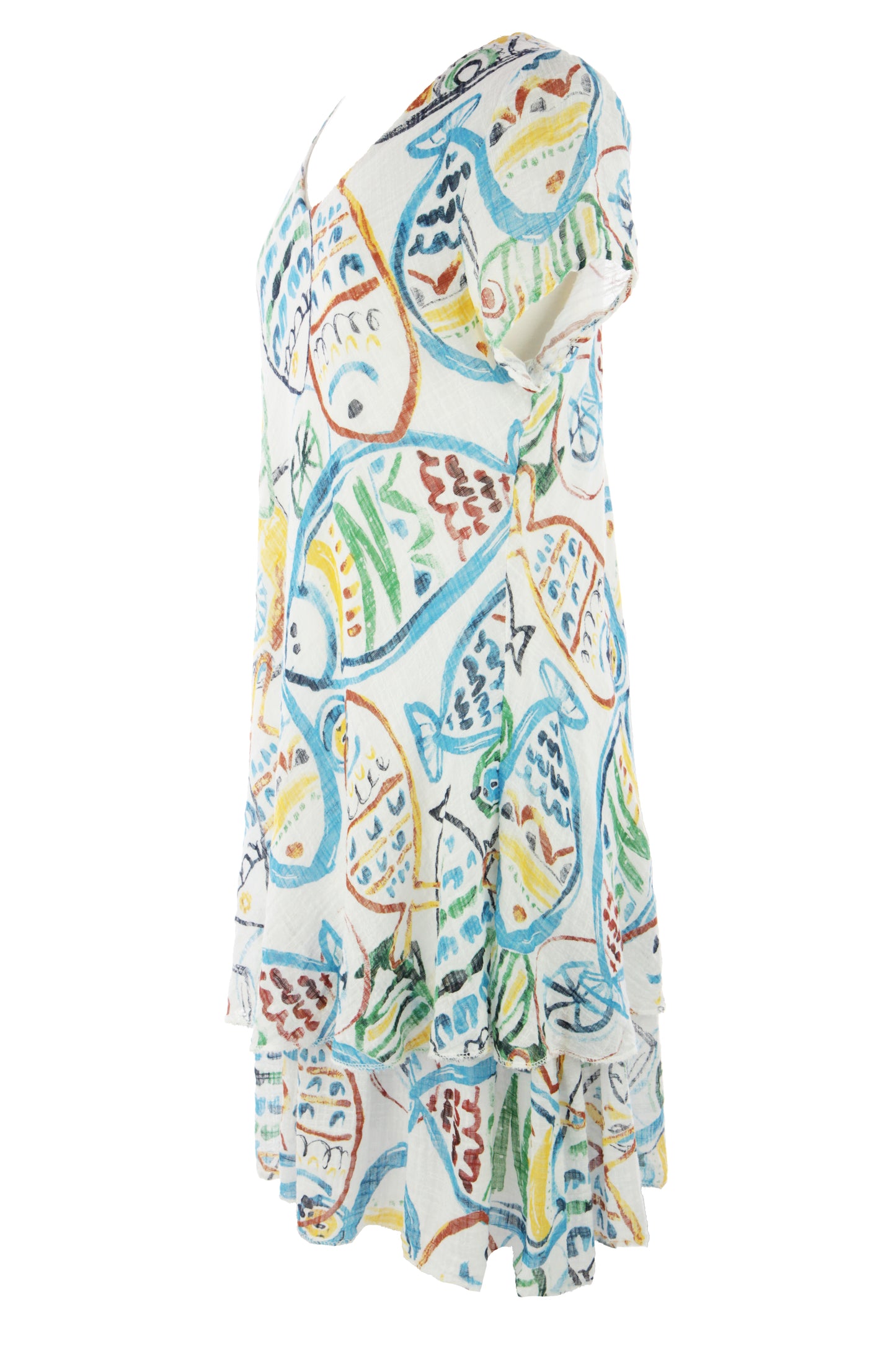 Fish Print Bias Cut Dress