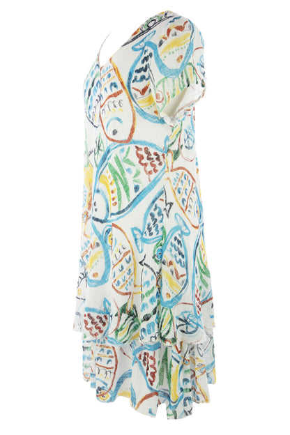 Fish Print Bias Cut Dress