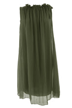 Load image into Gallery viewer, Tie Pleat Neck Silk Dress
