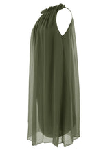 Load image into Gallery viewer, Tie Pleat Neck Silk Dress
