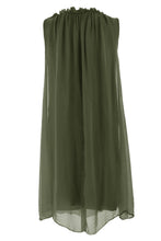 Load image into Gallery viewer, Tie Pleat Neck Silk Dress

