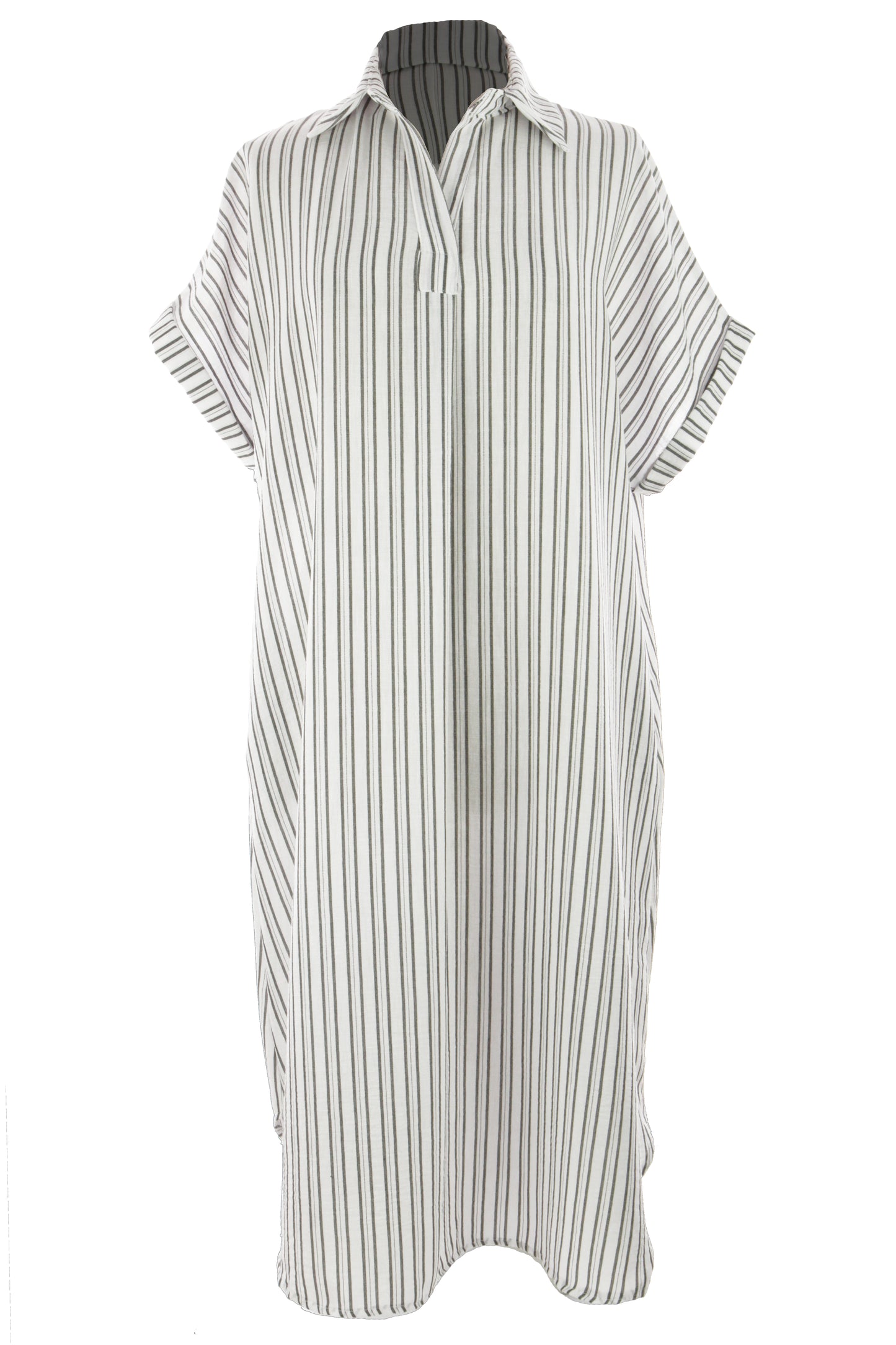 Stripe Print Collar Midi