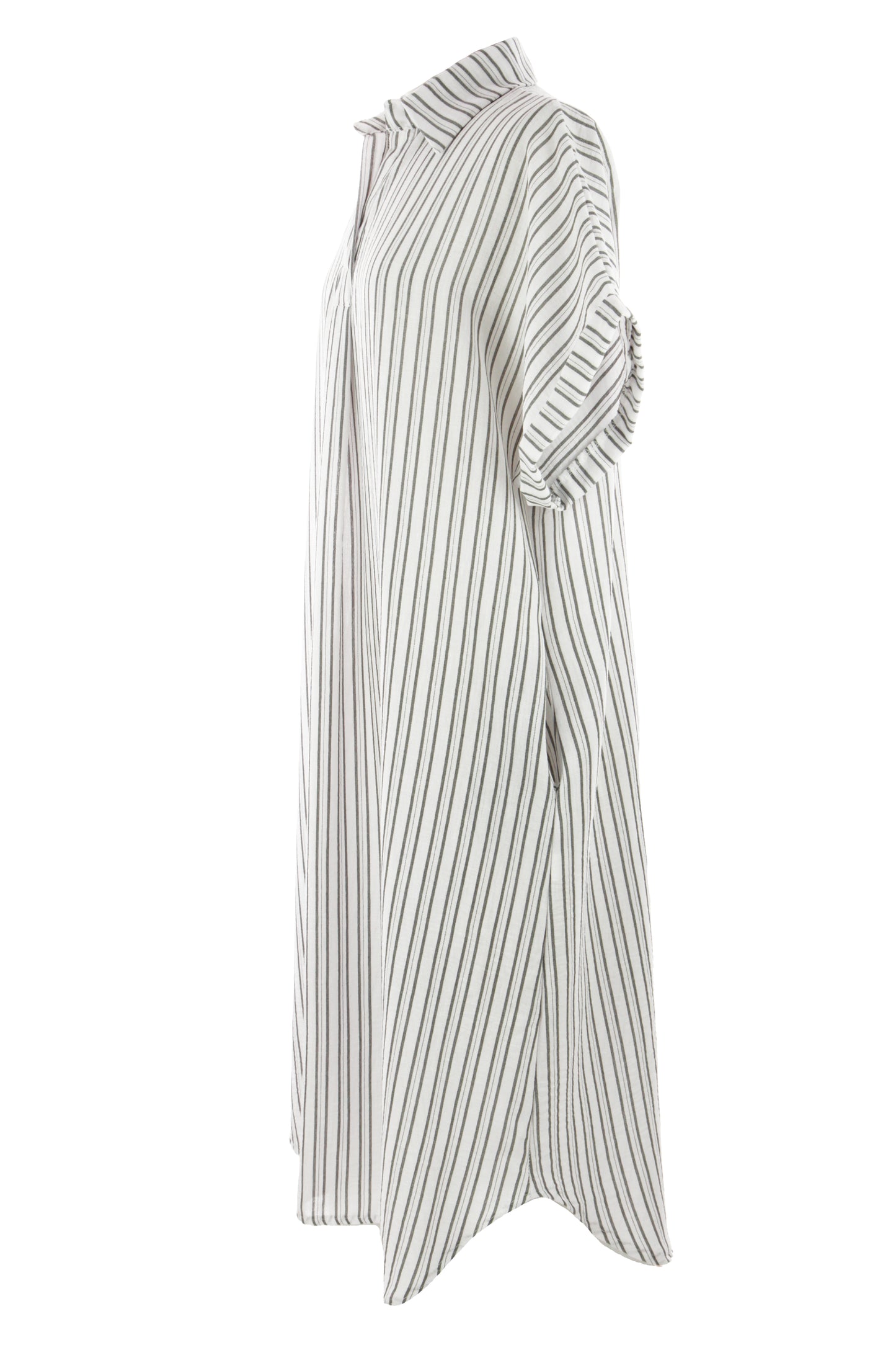 Stripe Print Collar Midi