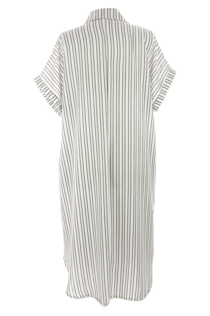 Stripe Print Collar Midi