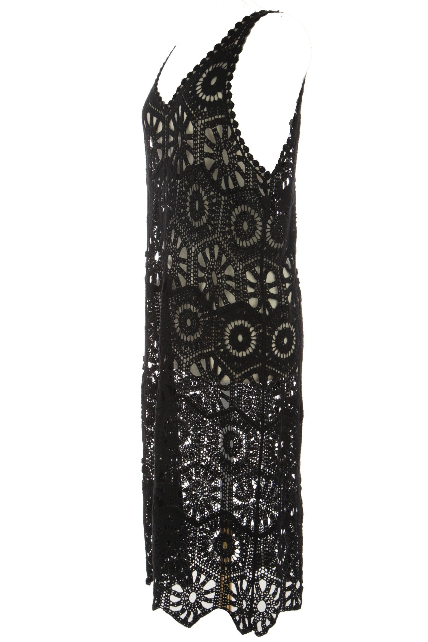 Sleeveless V Neck Crochet Dress