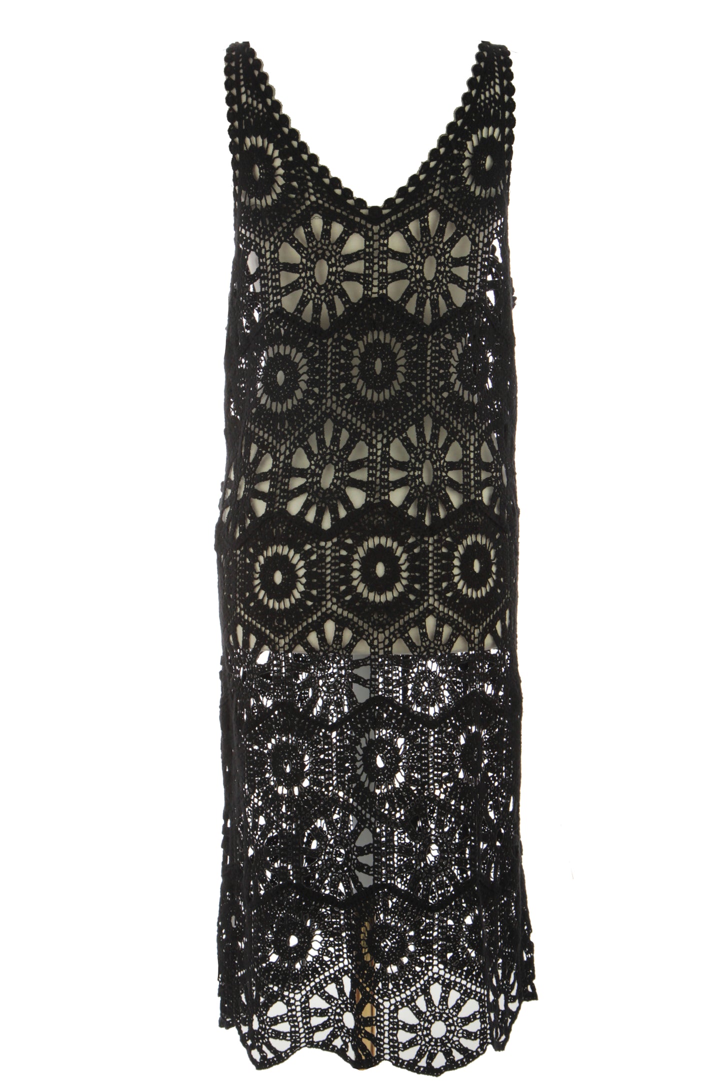 Sleeveless V Neck Crochet Dress