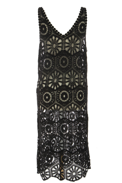 Sleeveless V Neck Crochet Dress