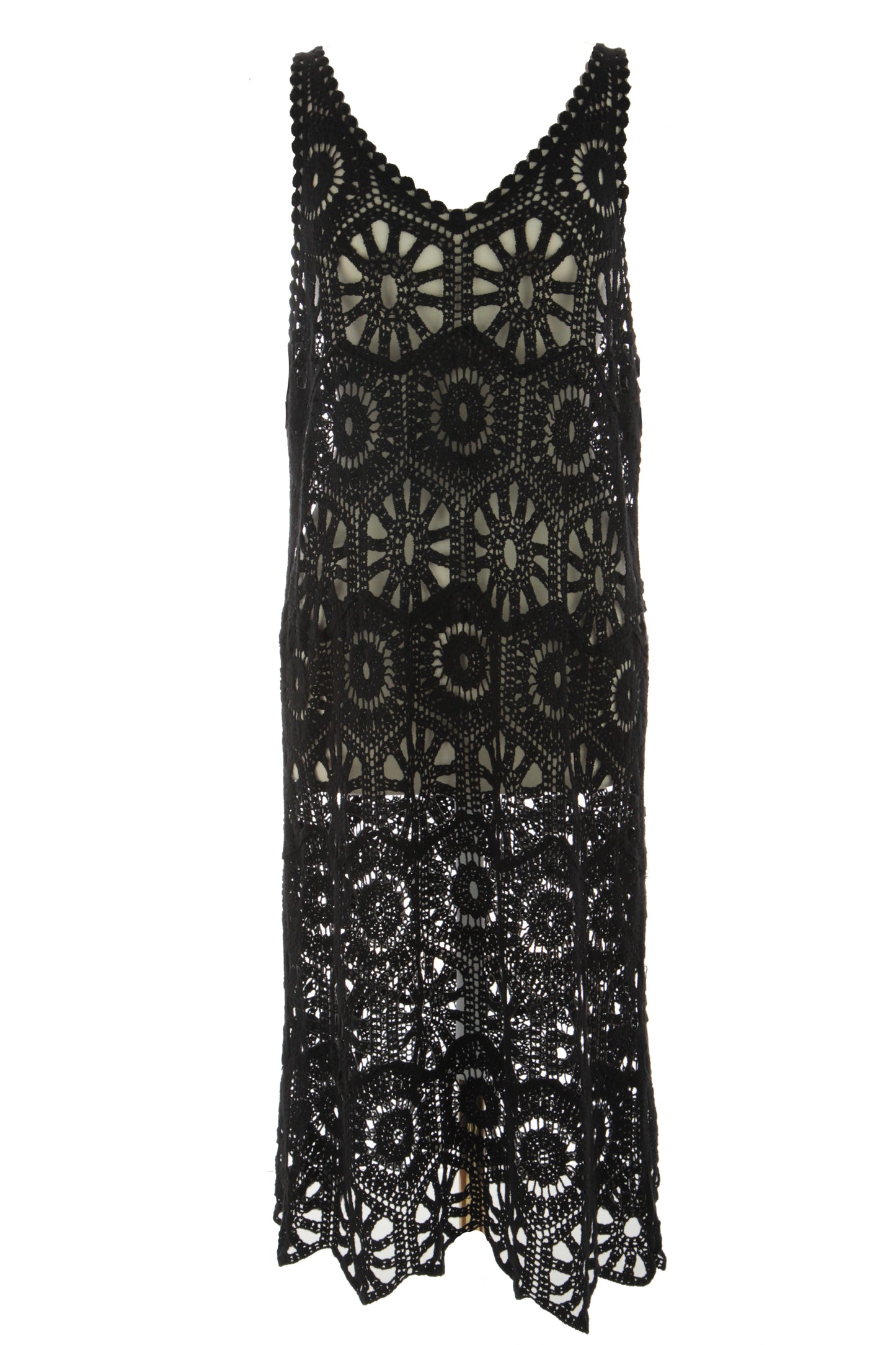 Sleeveless V Neck Crochet Dress