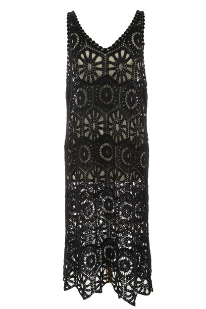 Sleeveless V Neck Crochet Dress