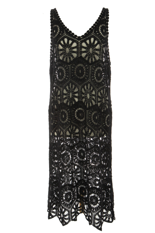 Sleeveless V Neck Crochet Dress