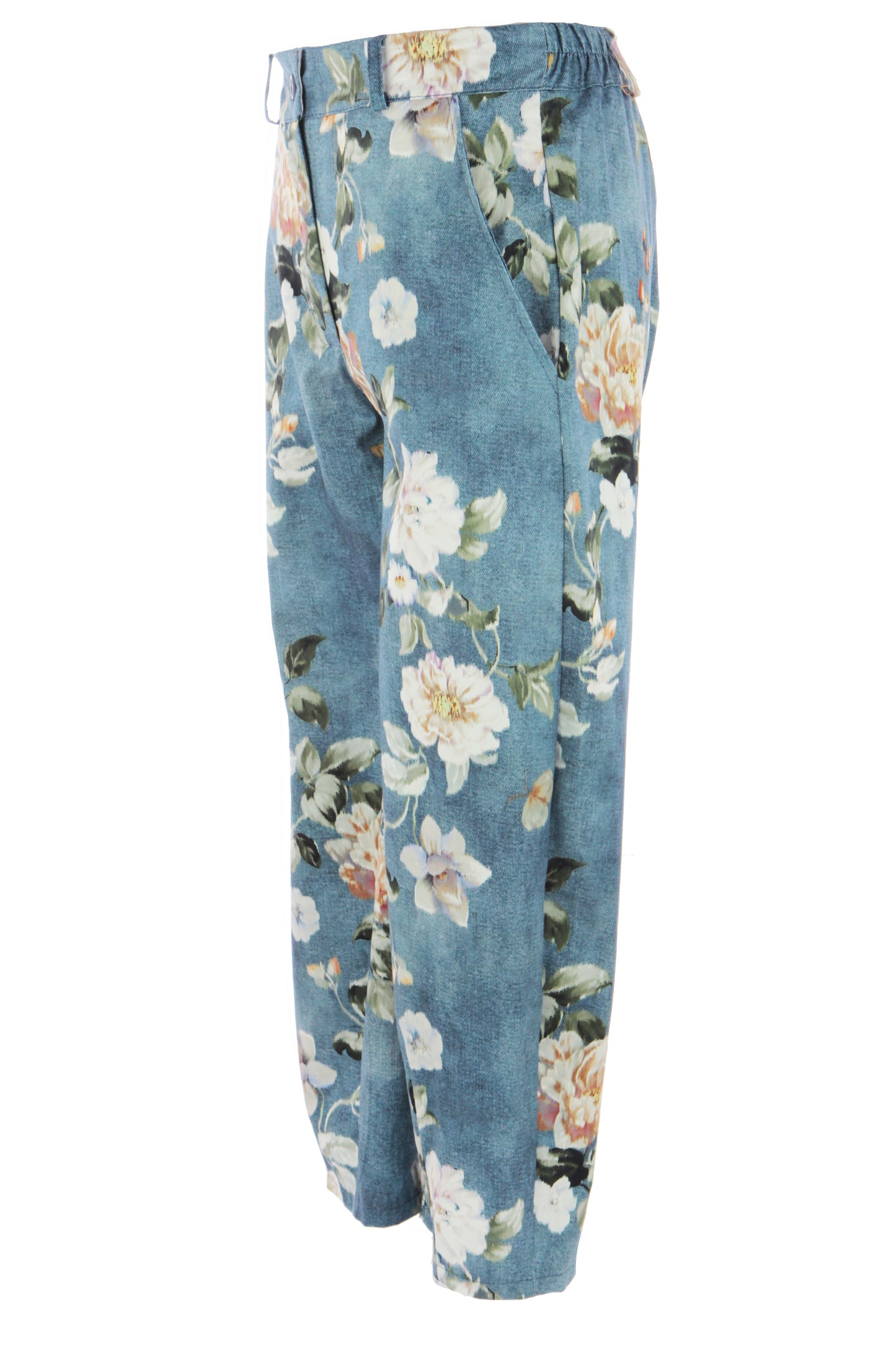 Floral Print Denim Look Trouser
