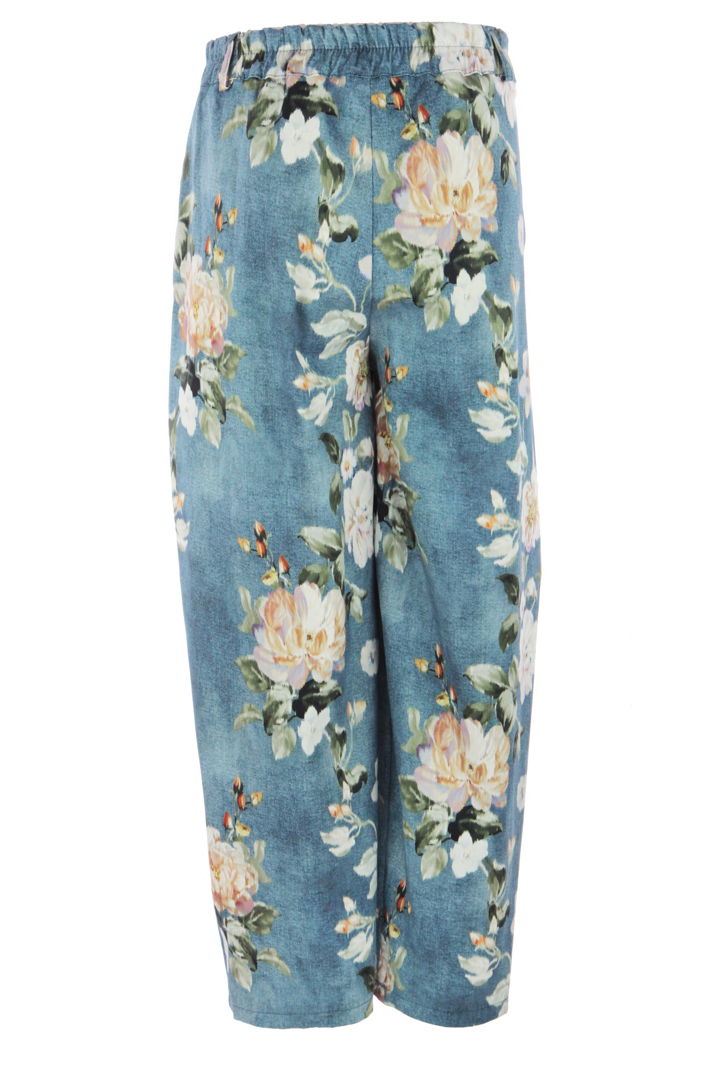 Floral Print Denim Look Trouser