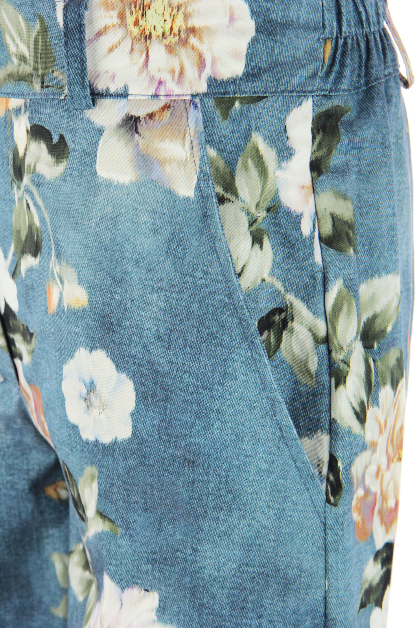 Floral Print Denim Look Trouser