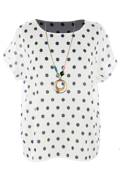 Polka Dot Print Necklace Top