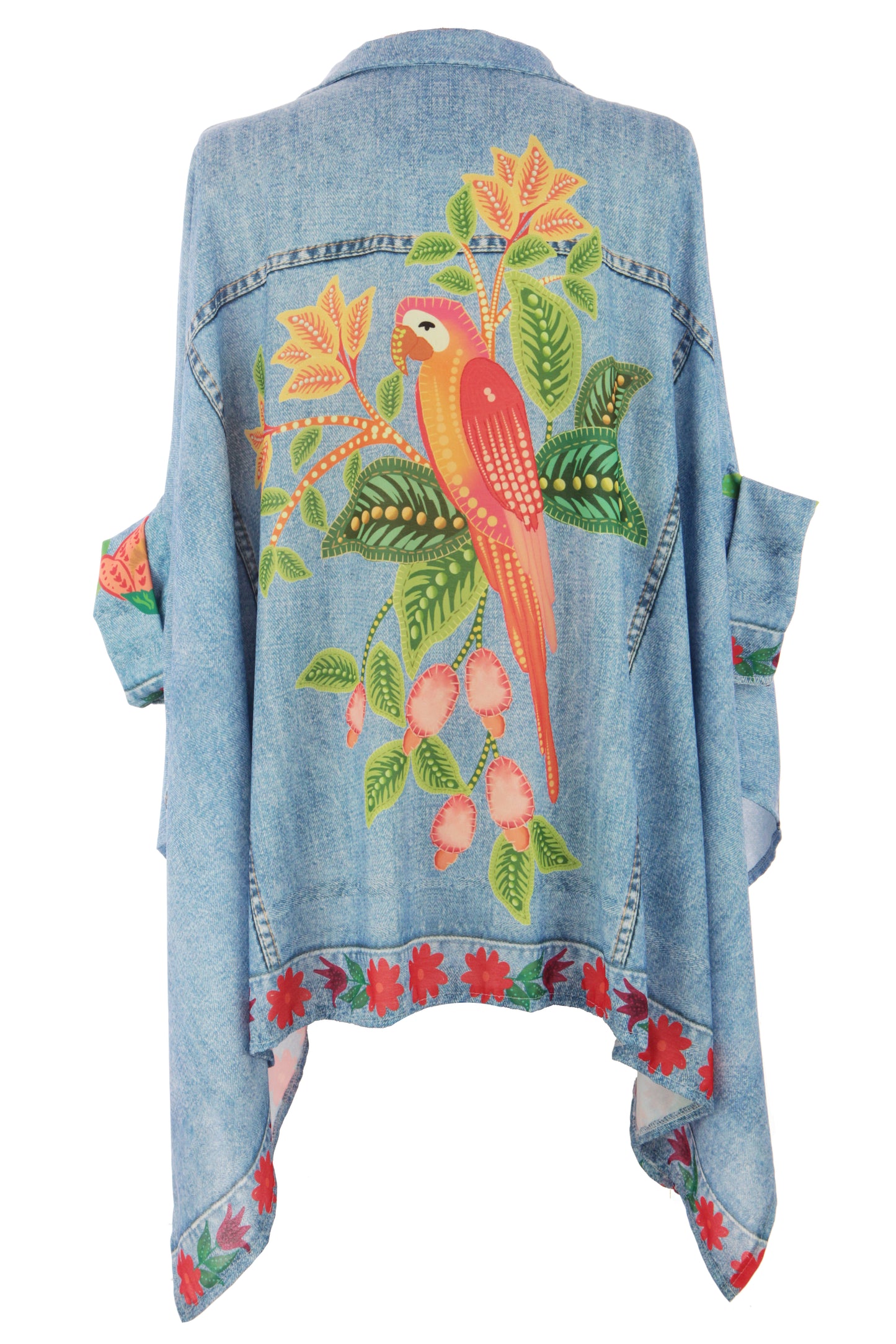 Parrot Print Denim Look Shirt