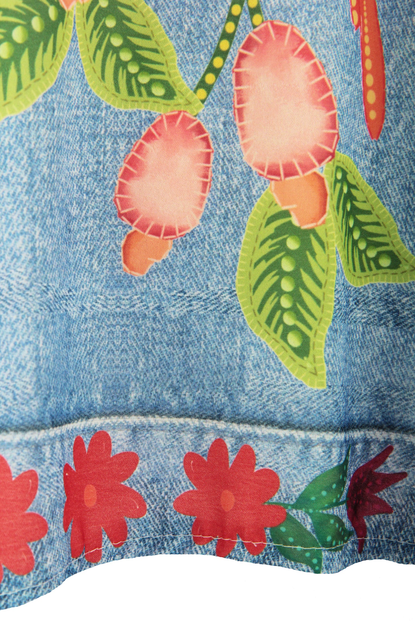 Parrot Print Denim Look Shirt