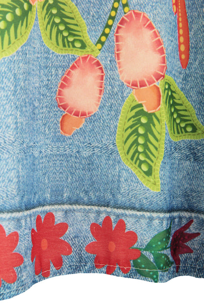 Parrot Print Denim Look Shirt