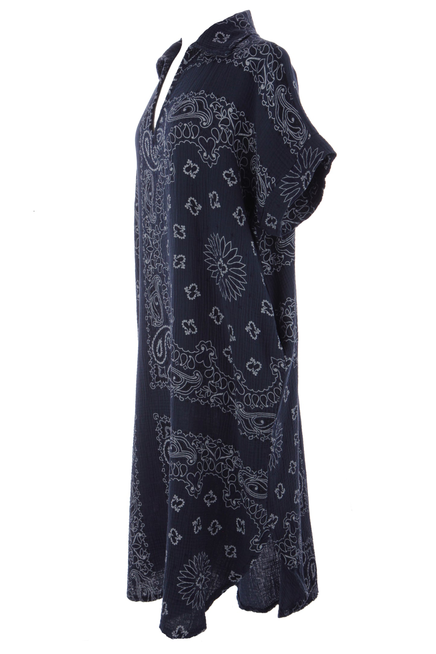 Bandana Print Collar Cheesecloth Dress