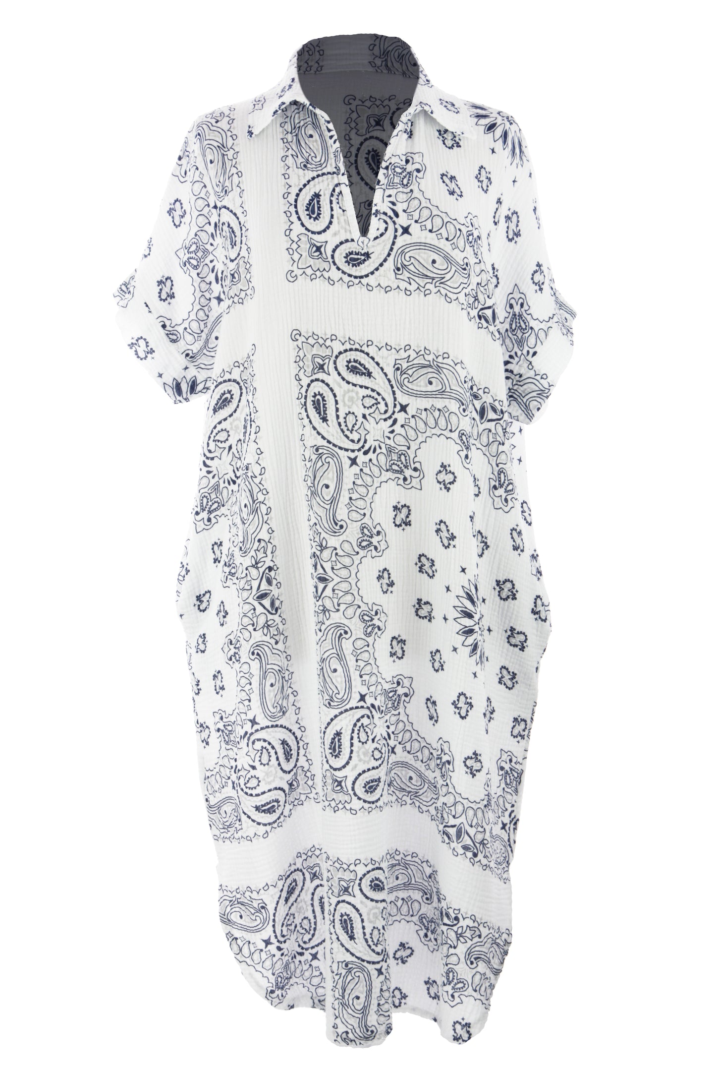 Bandana Print Collar Cheesecloth Dress