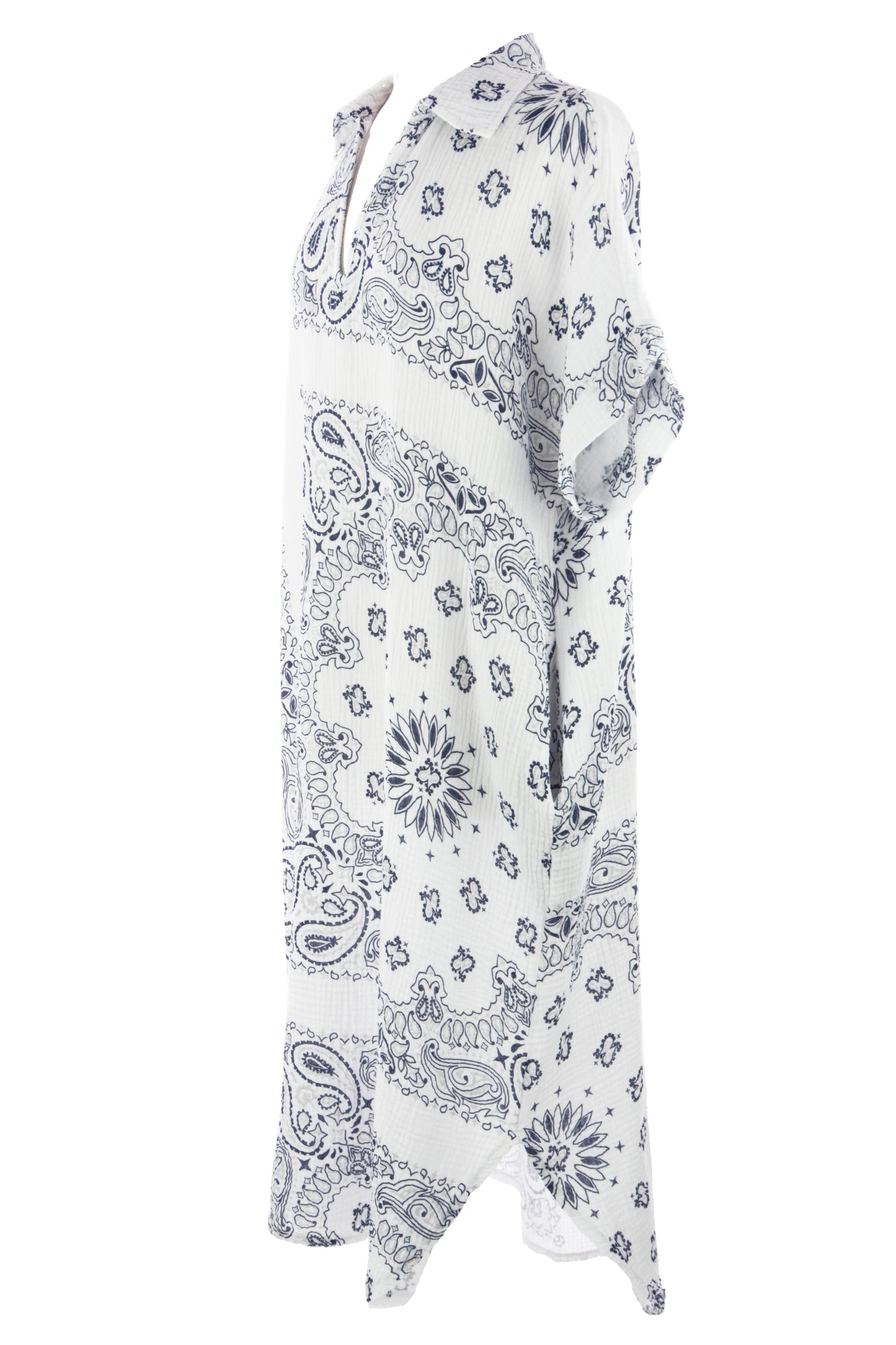 Bandana Print Collar Cheesecloth Dress