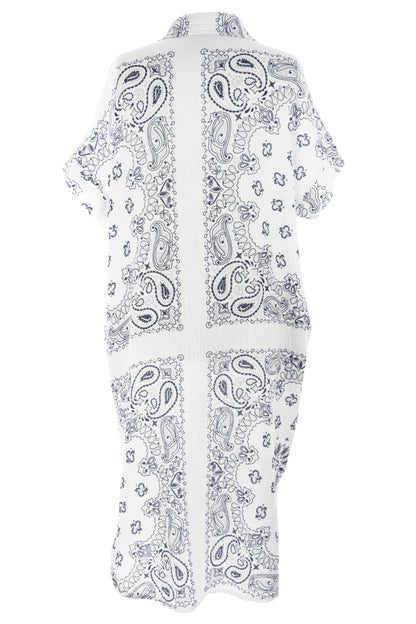Bandana Print Collar Cheesecloth Dress