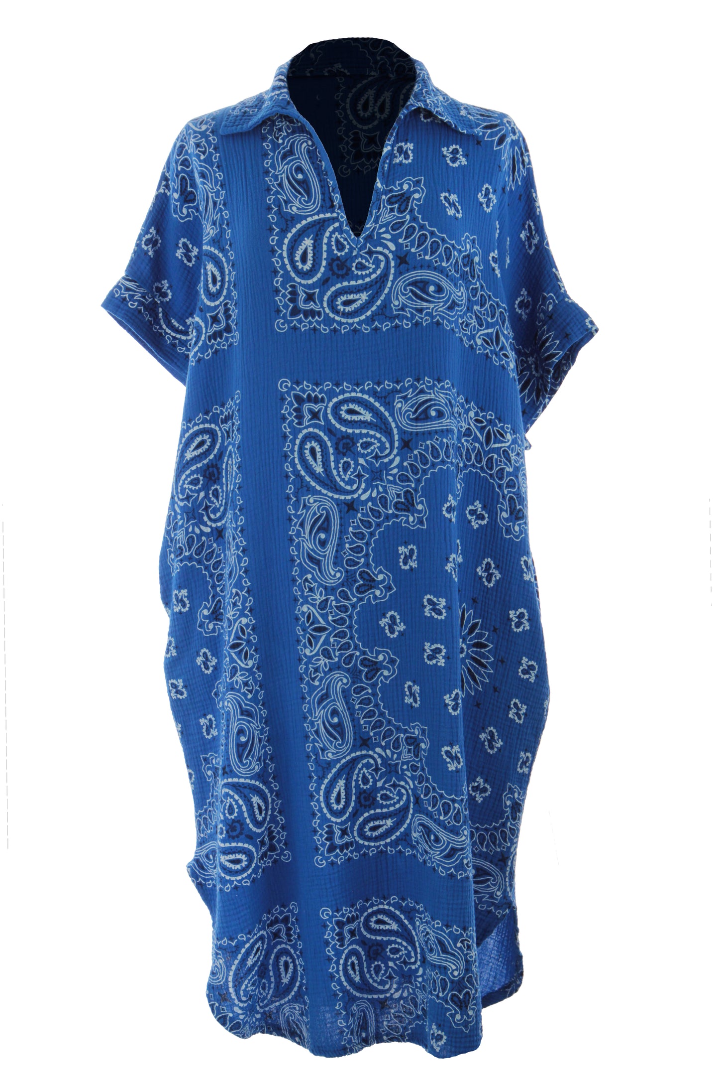 Bandana Print Collar Cheesecloth Dress