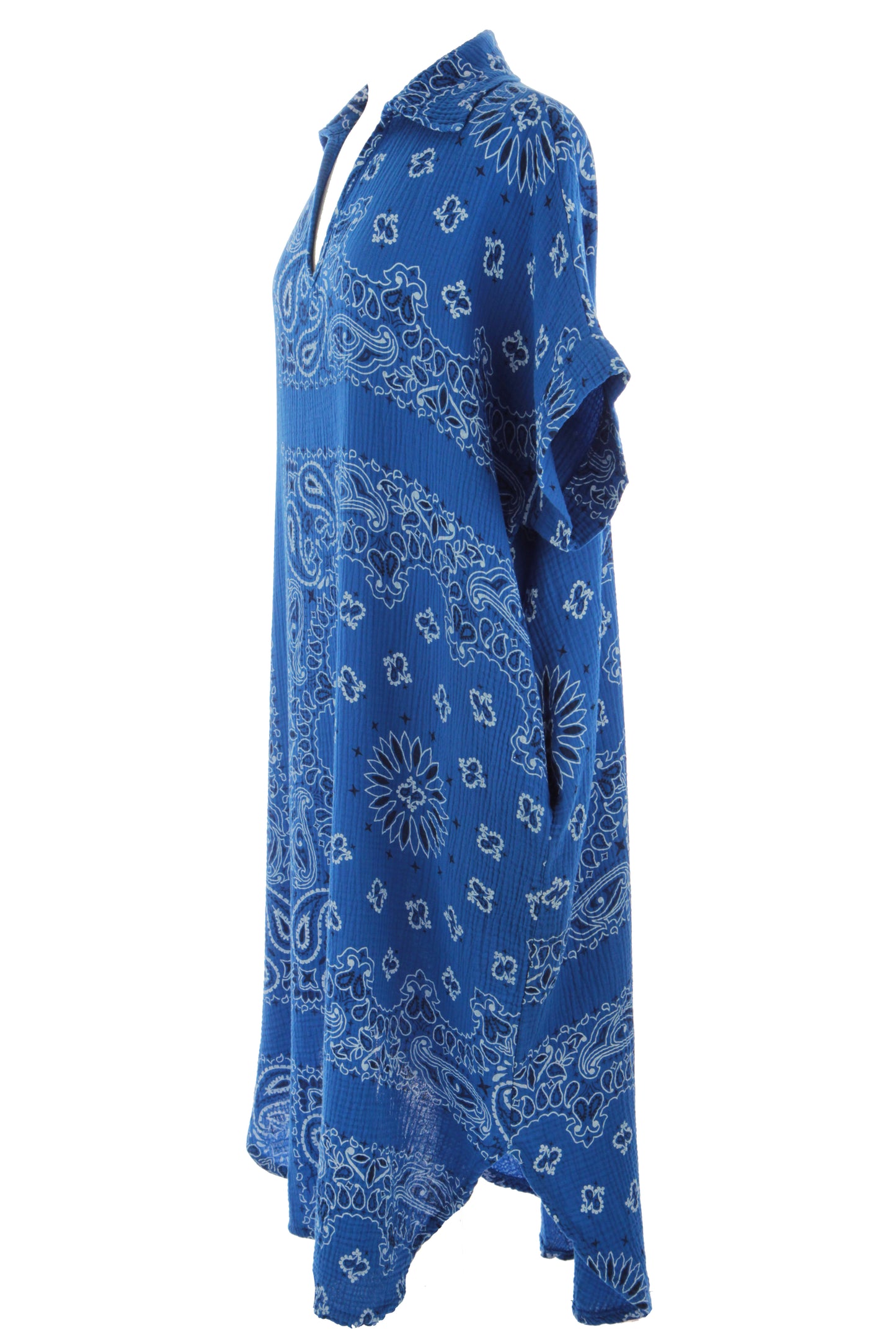 Bandana Print Collar Cheesecloth Dress