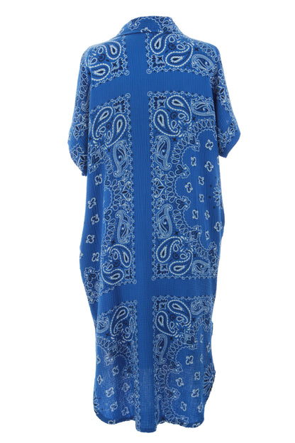 Bandana Print Collar Cheesecloth Dress