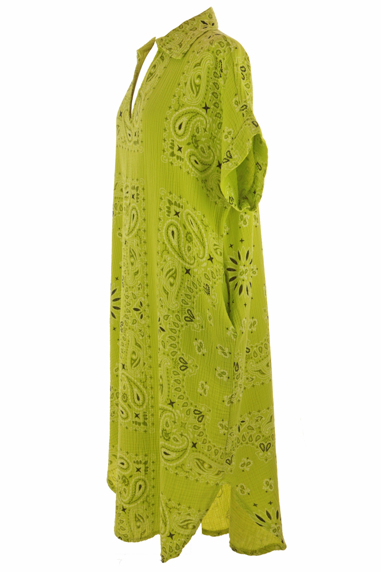 Bandana Print Collar Cheesecloth Dress