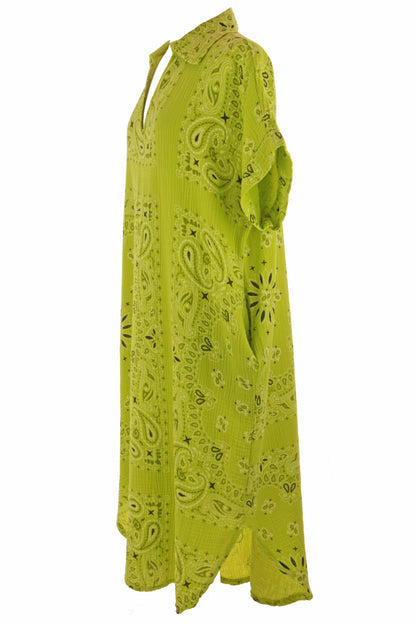 Bandana Print Collar Cheesecloth Dress