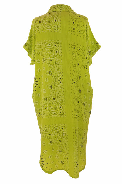 Bandana Print Collar Cheesecloth Dress