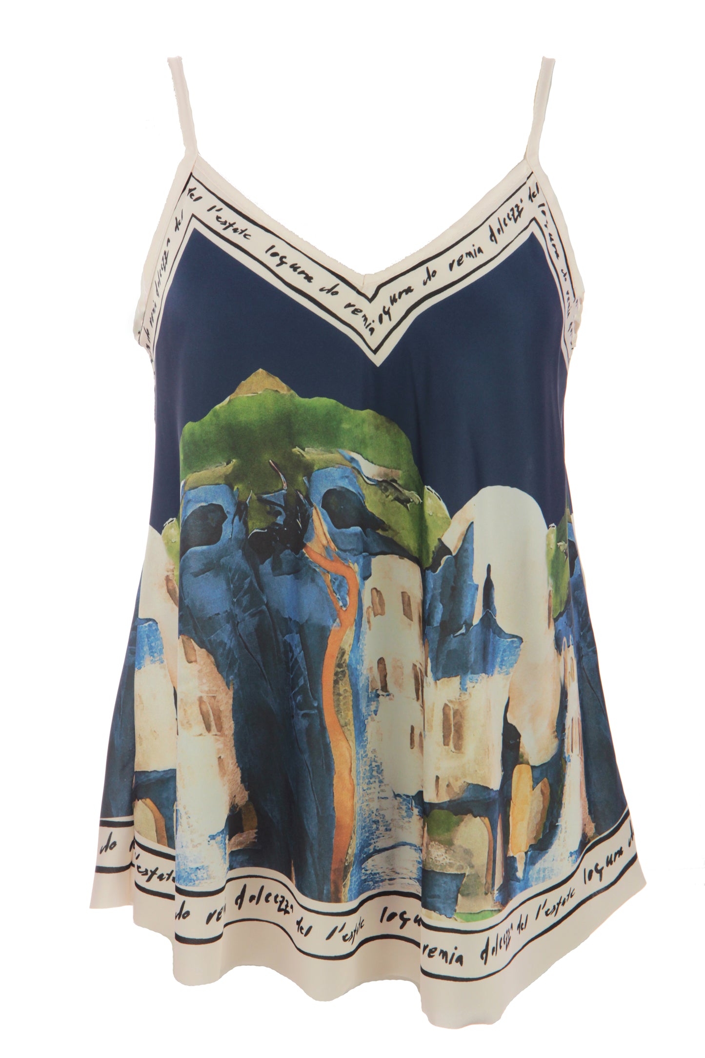 Watercolour Landscape Print Satin Vest